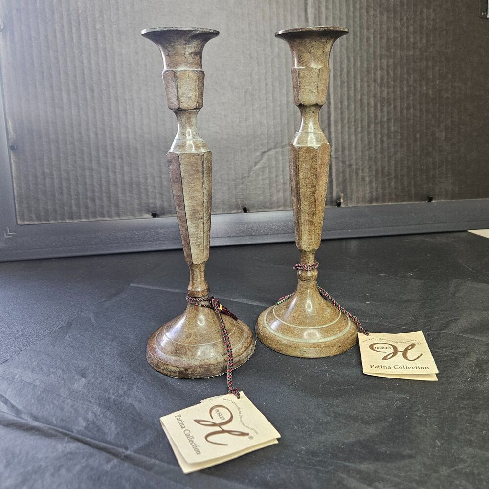Handcrafted Metal Candle Holders w/ Tassels India Hosley Patina Collection 2000